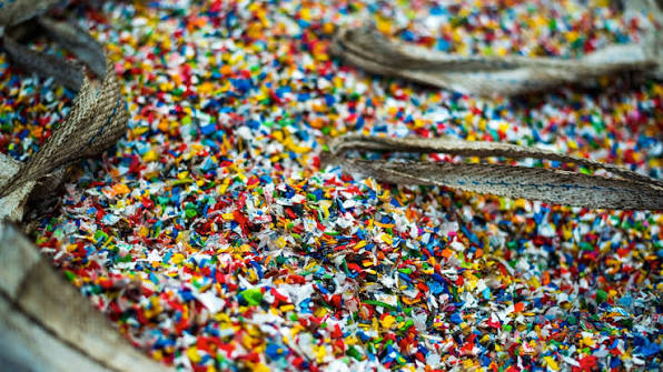 Refined plastic particles ready for repurposing